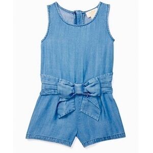 Kate Spade sleeveless shorts romper denim chambray bow detail Sz 14